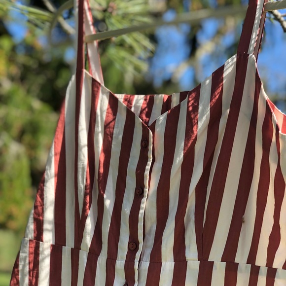 VERO MODA | XL | Masala Delta Button Red Striped Dress 100% Organic Cotton NWT - Picture 9 of 14